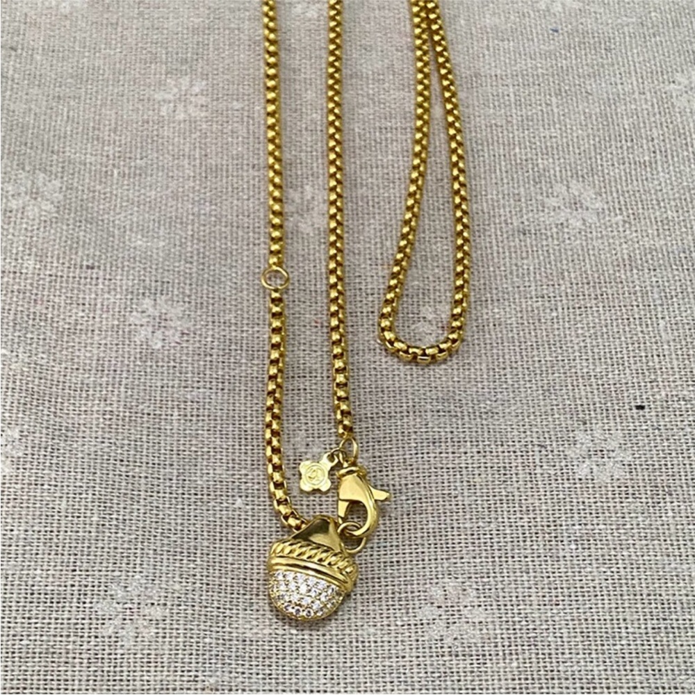 David Yurman Gold Acorn Pendant Necklace with Pave Accent - Women